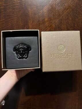 Limited Edition Versace Fine Jewelry Black Leather Medusa Boxed Collectible